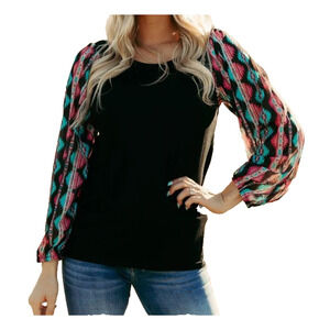Sterling Kreek "Take Me Downtown" Boho Aztec Southwestern Top Women's Small NWT